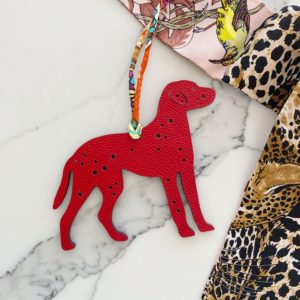 Handmade Spotty Dog Leather Bag Charm