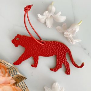 Handmade  Tiger leather bag charm - Small