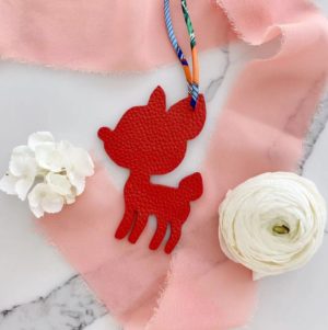 Handmade  Deer leather bag charm - Large