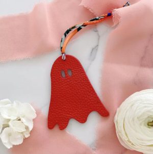 Handmade leather Ghost bag charm