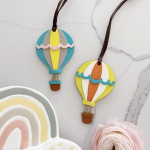 Handmade  leather hot air balloon bag charm