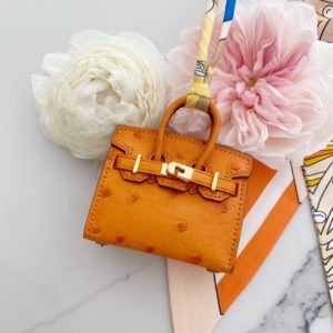 Handmade Micro Birkin Bag Charm - Ostrich
