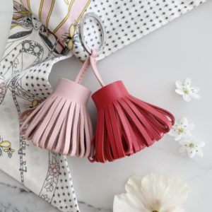 Handmade leather Tassel bag charm