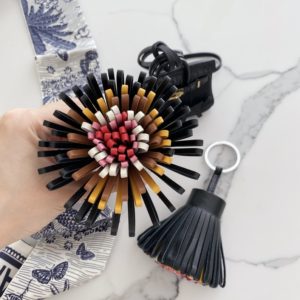 Handmade leather Rainbow Tassel bag charm