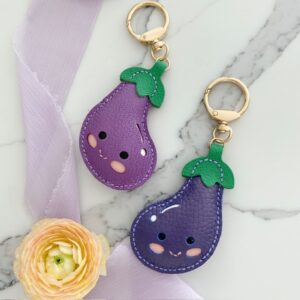 Handmade Leather Eggplant Bag Charm