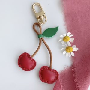 Handmade  Leather Cherry Bag Charm