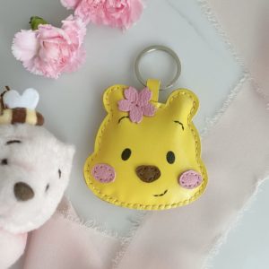 Handmade Winnie-the-Pooh leather bag charm