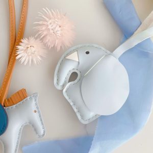 Handmade leather elephant bag charm