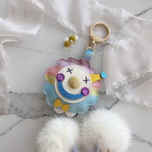 Handmade Clown leather bag charm