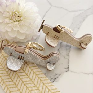 Handmade  leather Airplane  bag charm