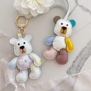 Handmade leather Bear bag charm