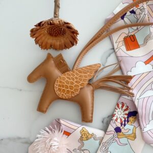 Handmade alligator touch flying horse bag charm | croc touch lambskin rodeo bag charm