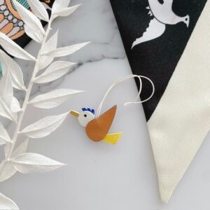 Handmade Tiny Bird leather bag charm
