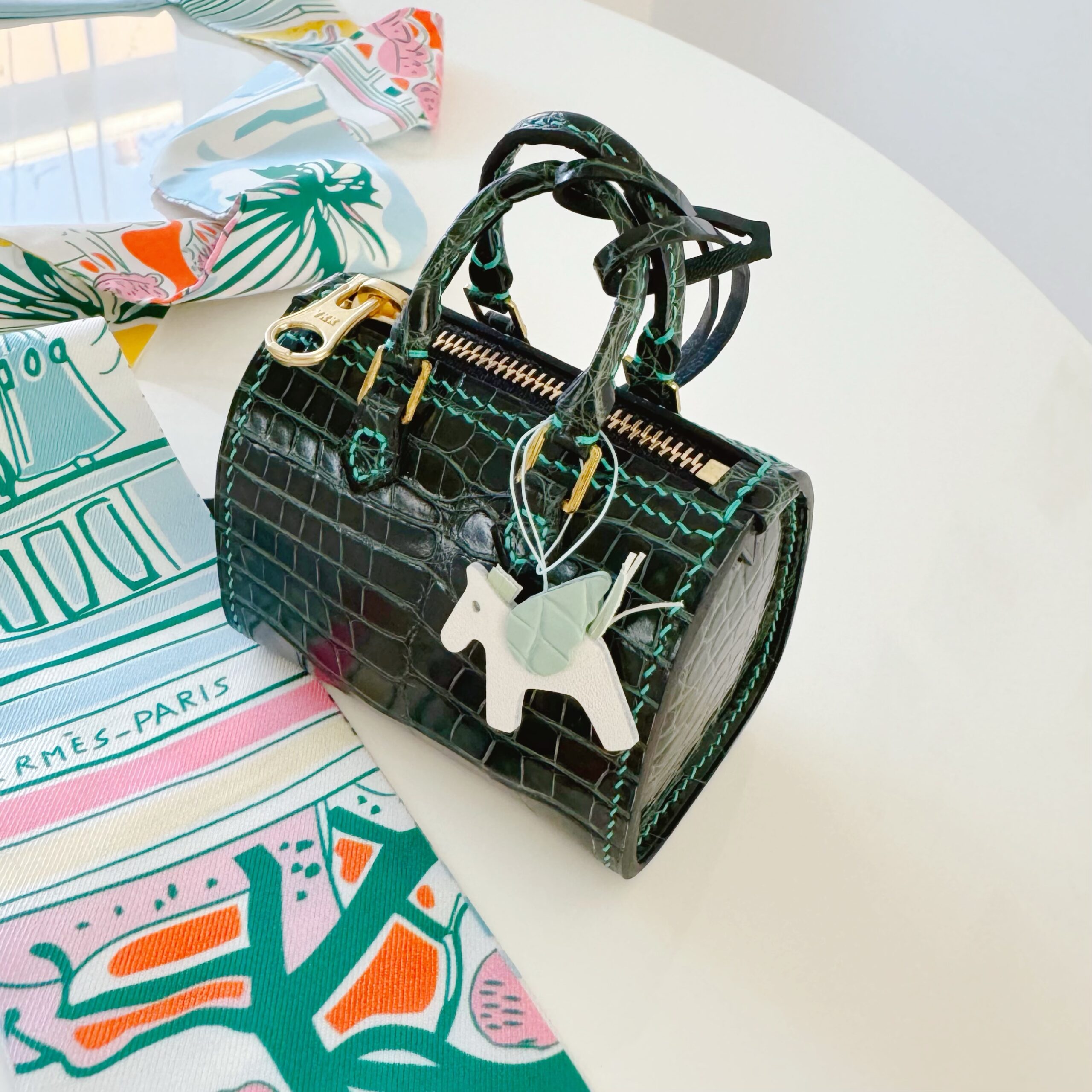 Handmade croc micro bag charm